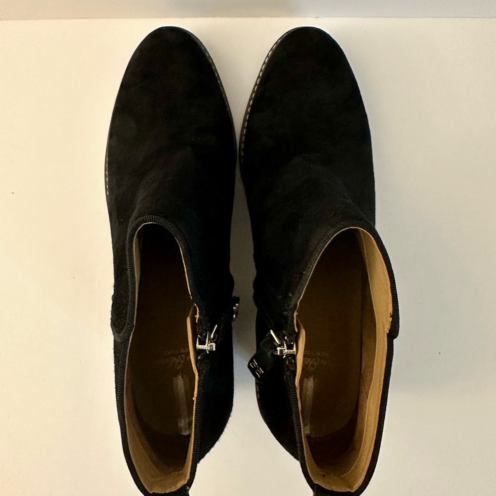 Sam Edelman Black Suede Ankle Boots with Zipper - Picture 4 of 8
